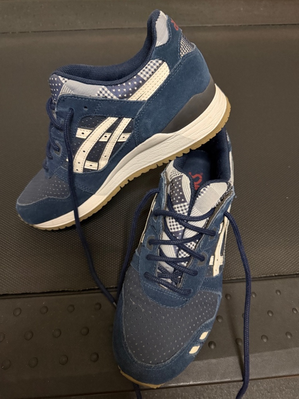 Asics Navy and White Retro Running Sneakers